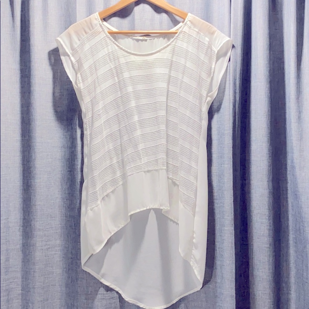 White Knit High Low Top